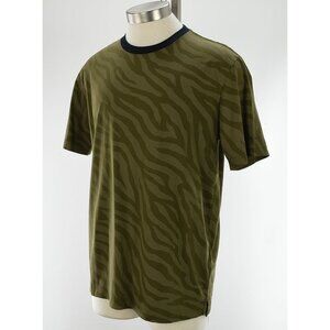 PAUL SMITH Olive Zebra Stripe Cotton Short Sleeve Crew Neck T Shirt MEDIUM NWT